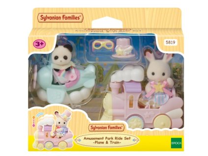 Sylvanian Families 5819 - Letadlo, vláček a baby figurky v zábavném parku