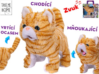 Take Me Home kočka plyšová 21cm na baterie mňoukající/pes plyšový 21cm hnědý na baterie štěkající a vrtící ocasem 12m+ v krabičce