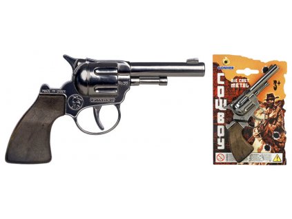 Revolver kovbojský stříbrný kovový