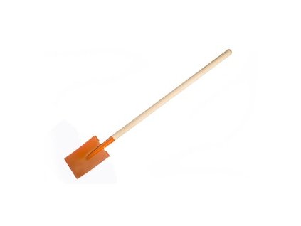Rýč rovný oranžový s násadou kov/dřevo 80cm