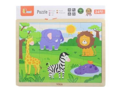 Dřevěné puzzle 16 dílků - divočina