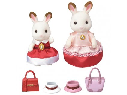 Sylvanian Families 6001 - Město - set 2 chocolate králíků v elegantních šatech