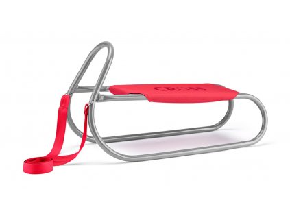 Sáňky CROSS, stříbrno-červené kovové