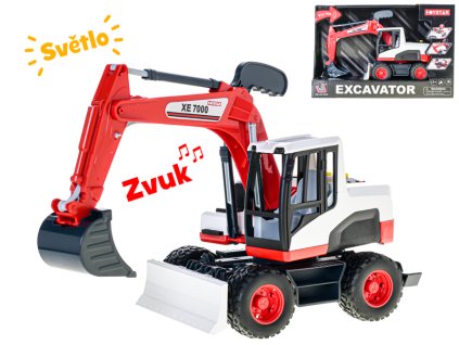 Bagr 29cm na volný chod na baterie se světlem a zvukem