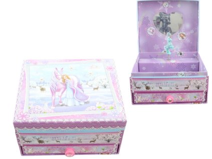 Hrací skříňka šperkovnice princezna s koněm
