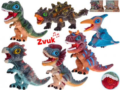 Dinosaurus 20-25cm na baterie se zvukem 8druhů v krabičce