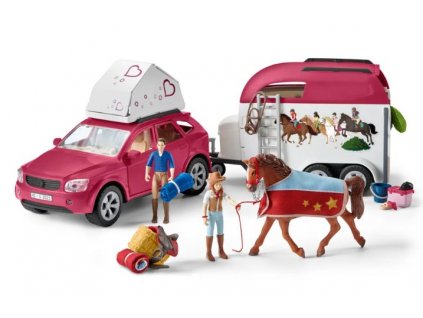 Schleich 42535 - Dobrodružné auto s přívěsem a koněm