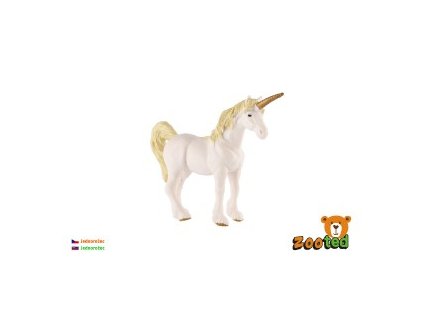 Jednorožec bílo-zlatý zooted plast 16cm
