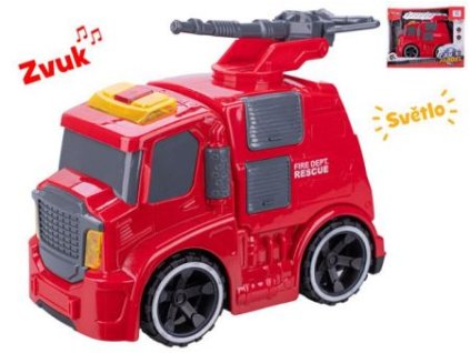 Auto hasiči 19cm na setrvačník na baterie se světlem a zvukem 2druhy v krabičce