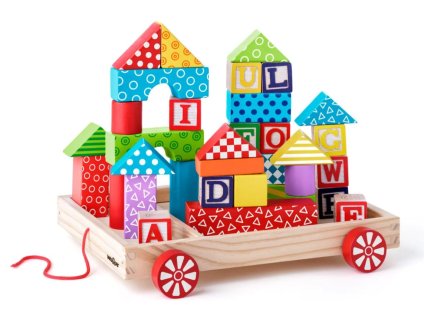 Vozík s kostkami. 35 dílů