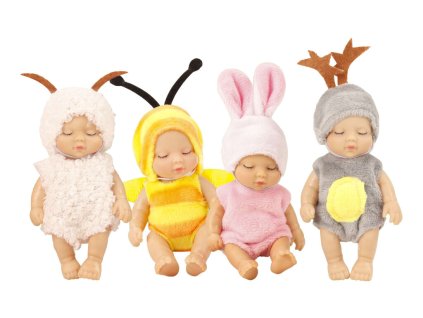 Miminko v oblečku s motivy zvířátek 12 cm