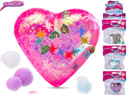 Glamour srdce strečové 6cm s flitry a doplňky 4barvy
