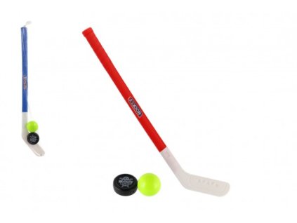 Hokejka plast 73cm s pukem a míčkem 2 barvy