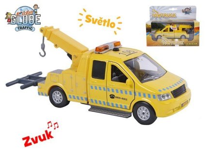 Kids Globe Traffic odtahový vůz 16cm kov zpětný chod na baterie se světlem a zvukem