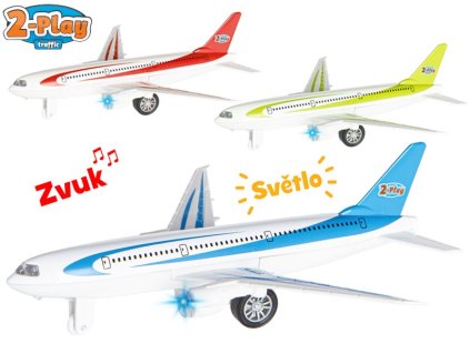 2-Play letadlo kov 18.5cm zpětný chod na baterie se světlem a zvukem 3barvy