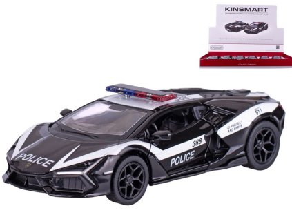 Kinsmart Lamborghini Revuelto policejní 13cm 1:38 kov zpětný chod