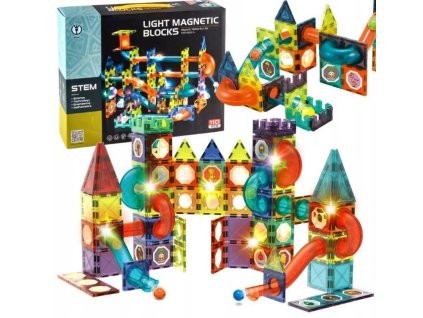 Svítící kuličková dráha magnetická 110 ks. 16 kuliček