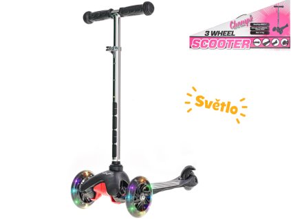 Koloběžka tři kola a nastavitelná řídítka se svítícími LED koly