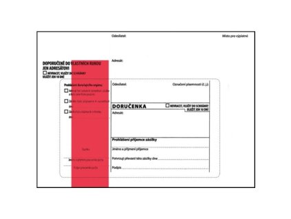 Doručenka B6-červený pruh,propis.,samolep.,1000ks