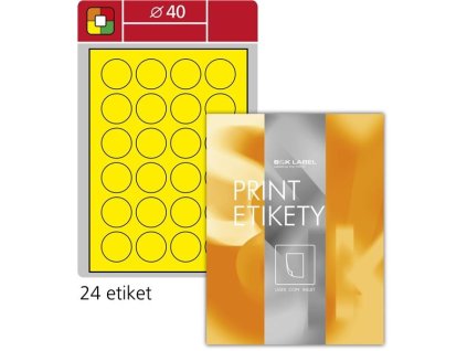 Kulaté etikety, fluorescentní žlutá, A5, průměr 40 mm