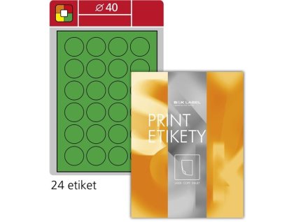 Kulaté etikety, fluorescentní zelená, A5, průměr 40 mm