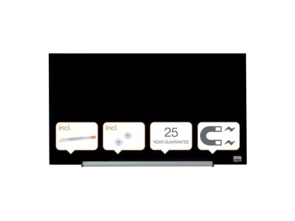 Skleněná tabule Nobo s odjím.lištou černá, různý rozměr