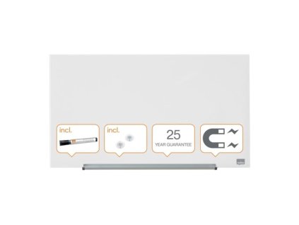 Skleněná tabule Nobo s odjím.lištou bílá, různý rozměr