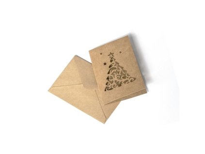 Sada přání s obálkou Kraft,7x10 cm,ván.stromek,5ks