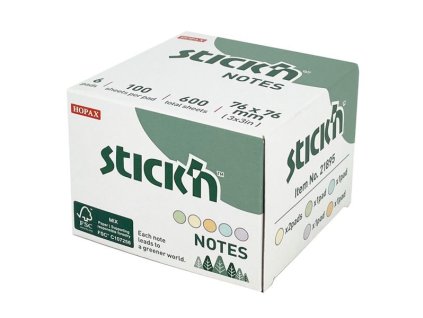 Samolepicí bločky Hopax Stick'n Magic 76 × 76 mm – mix barev, 6 × 100 lístků