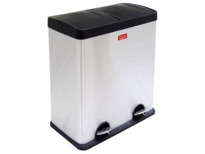 Koš na tříděný odpad nášlapný, 2 x 30 l nerezový