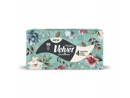 Papírové kapesníky 4vrstvé Velvet Excellence – extra jemné, 90 kusů