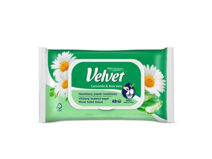 Vlhčený toaletní papír Velvet Camomile & Aloe – 48 kusů