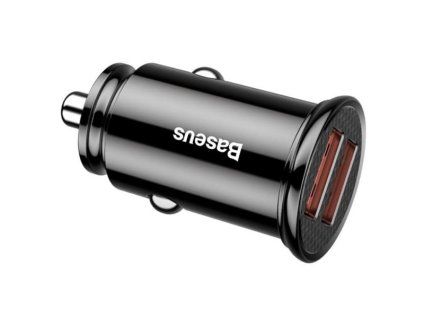 Rychlonabíječka do auta Baseus 30 W – 2 × USB-A, černá