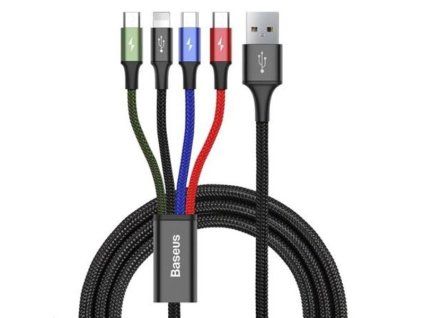 Datový kabel Baseus 4v1 - 1,2 m, 3,5 A, černý