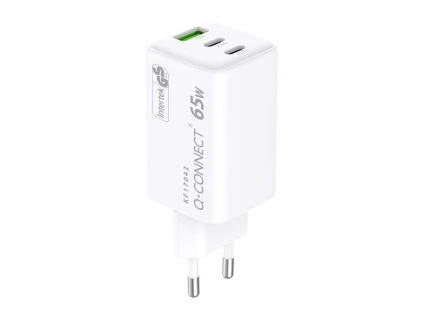 Nabíjecí adaptér Q-Connect 65 W GaN – USB-A a 2 × USB-C