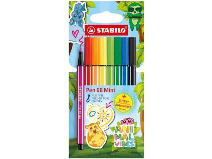 Fixy STABILO Pen 68 – Mini Animal Vibes, 8 barev