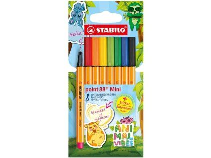 Liner STABILO point 88 – Mini Animal Vibes, 8 barev