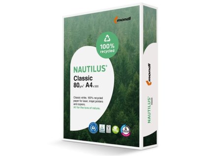 Kancelářský recyklovaný papír A4 Nautilus Classic – 80 g/m², 500 listů