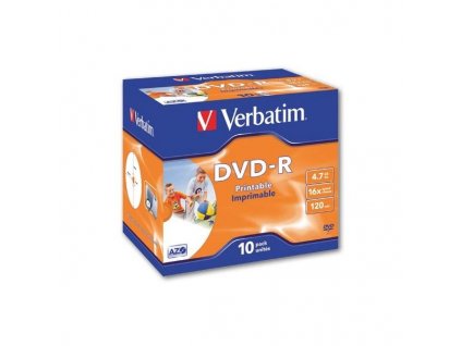 64614 dvd r verbatim printable standard box 10 ks
