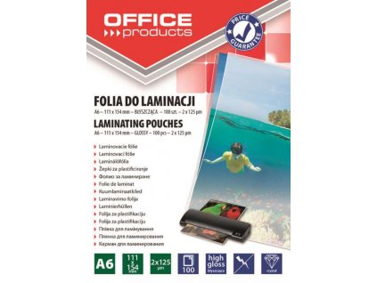 laminovaci kapsy office products a6 125 mic leskla 100 ks original