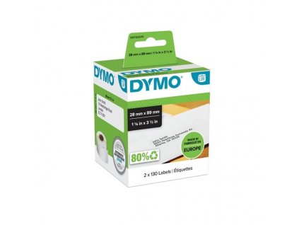 68223 papirove stitky dymo lw 89x28 mm bile 2x 130 ks