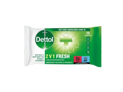 Dezinfekční ubrousky Dettol – na ruce a povrchy, 15 kusů