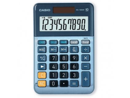 Stolní kalkulačka Casio MS-100EM, modrá, odlišná velikost displeje (odlišná velikost displeje 100 EM)