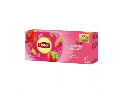 Ovocný čaj Lipton - 20x 1,7 g, různé příchutě (příchuť jahoda a rebarbora)