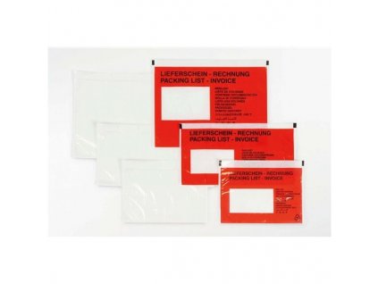 Kapsy na zásilky DL - červené, samolepicí, různý počet kusů (Počet kusů 1000)