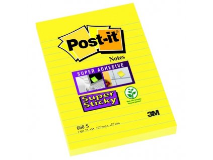 Bloček Post-it Super Sticky,102x152 mm,ultražlutý (Barva ultražlutá)