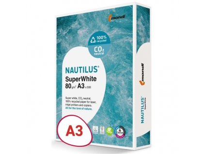 Recykl.papír Nautilus Superwhite, 80 g,500 listů, více formátů (Formát A3)