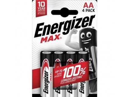 Alkalické baterie Energizer Max 1,5 V, typ AA nebo AAA, 4ks
