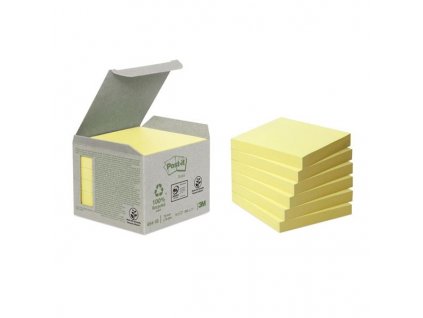 Recyklované Z-bločky Post-it,76x76 mm, žluté, 6 ks
