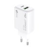 Síťový nabíjecí adaptér Q-Connect – USB-C25 W / USB-A18 W, bílý